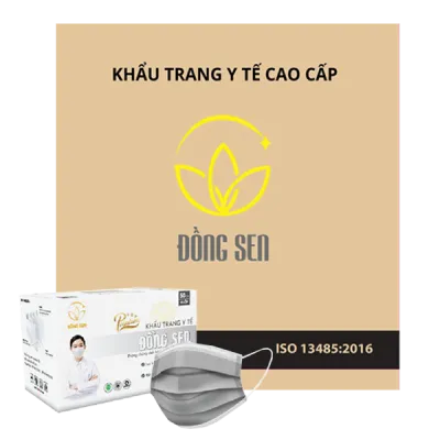 Khẩu Trang Y Tế 4 Lớp Đồng Sen Vip Xám